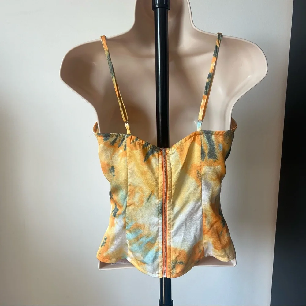 PrettyLittleThing Yellow Tie-Dye Bustier Cami Top Size 4 - Picture 3 of 6